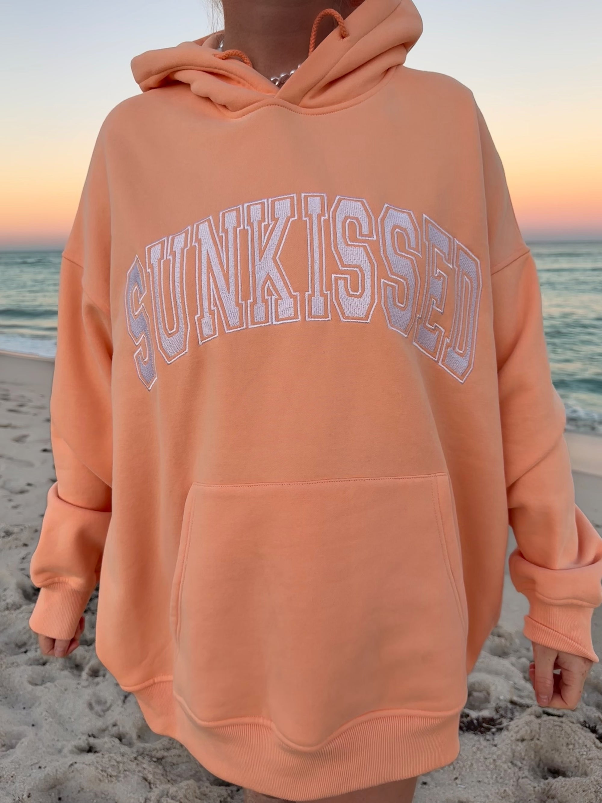 Sherbet Orange Varsity Embroider Hoodie