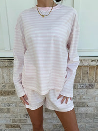 Soft Pink Billie Striped Loungewear Long Sleeve Top