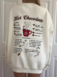Hot Chocolate Recipe Christmas Embroider Sweatshirt