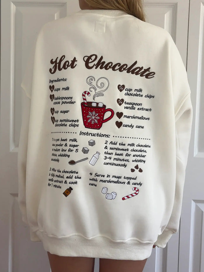 Hot Chocolate Recipe Christmas Embroider Sweatshirt