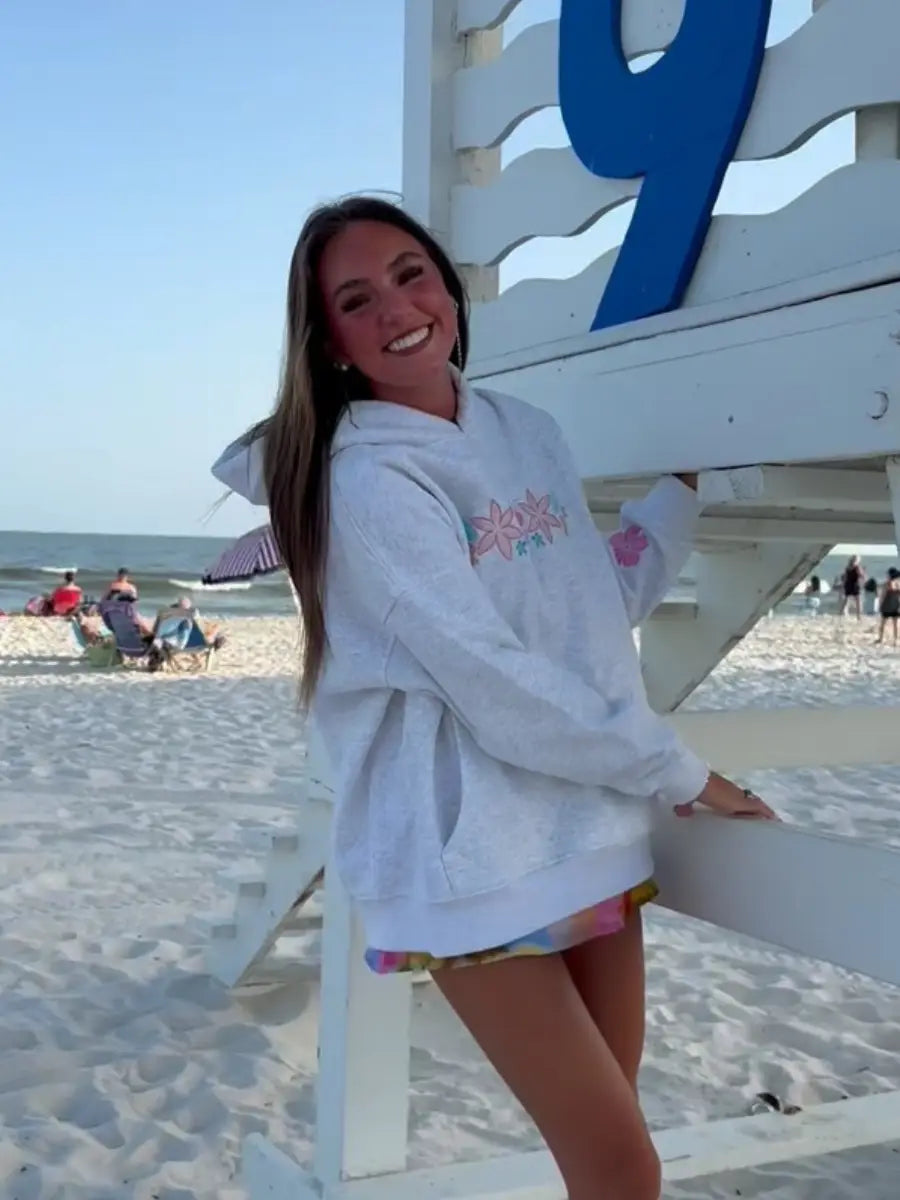 Island Flower Embroidered Hoodie