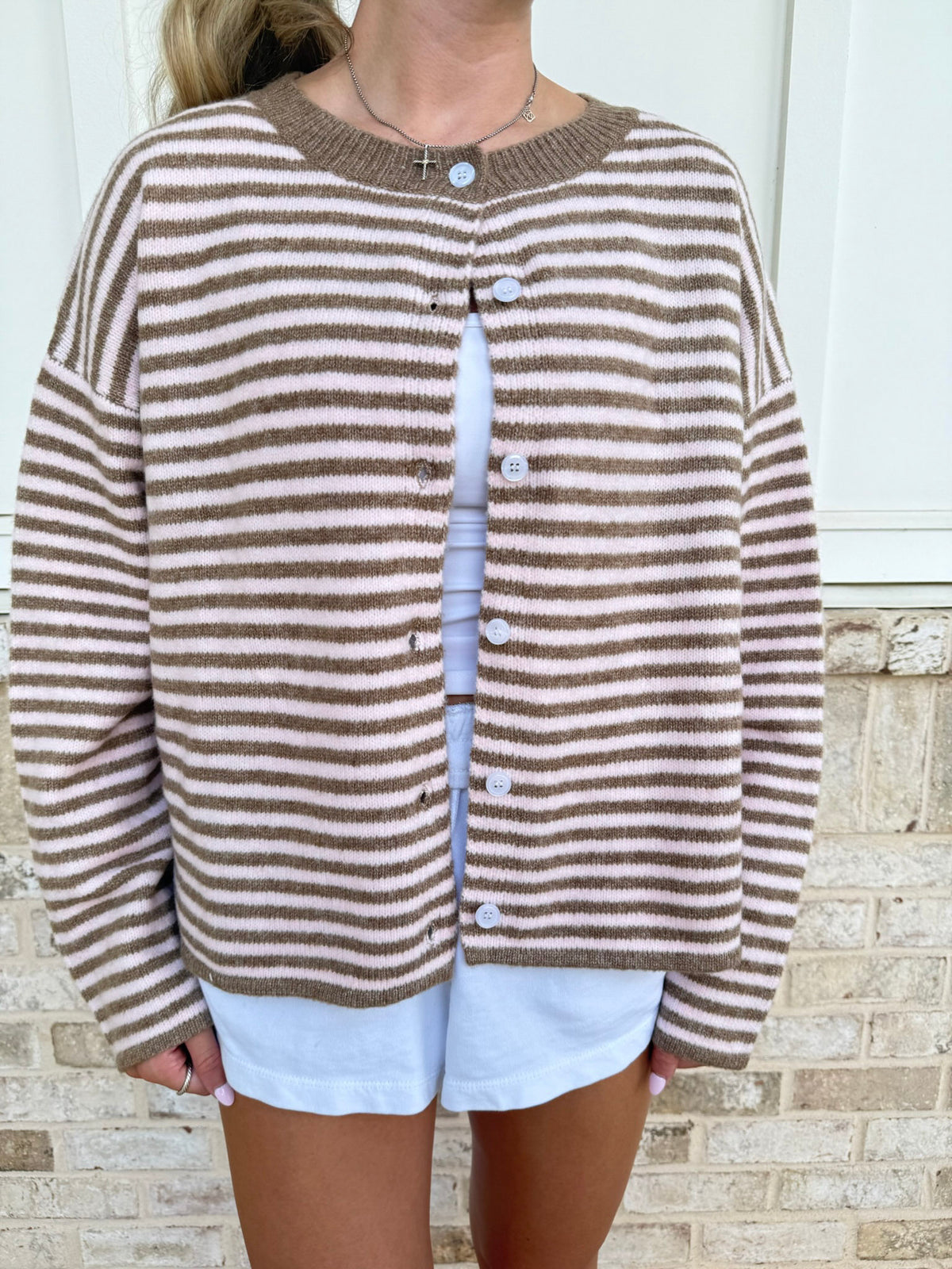 Striped Button-Up Cardigan