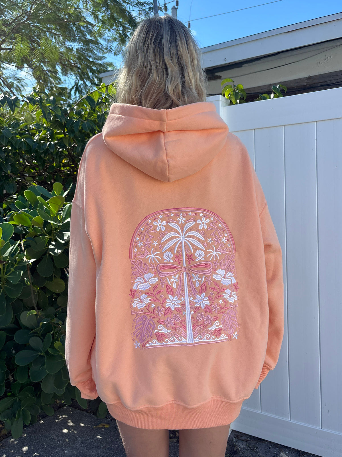 Sherbet Orange Tropical Palms Hoodie