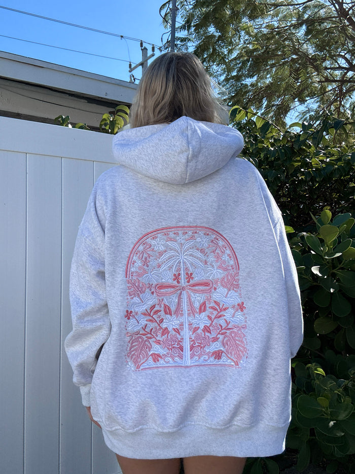 Pearl Grey Tropical Palms Hoodie