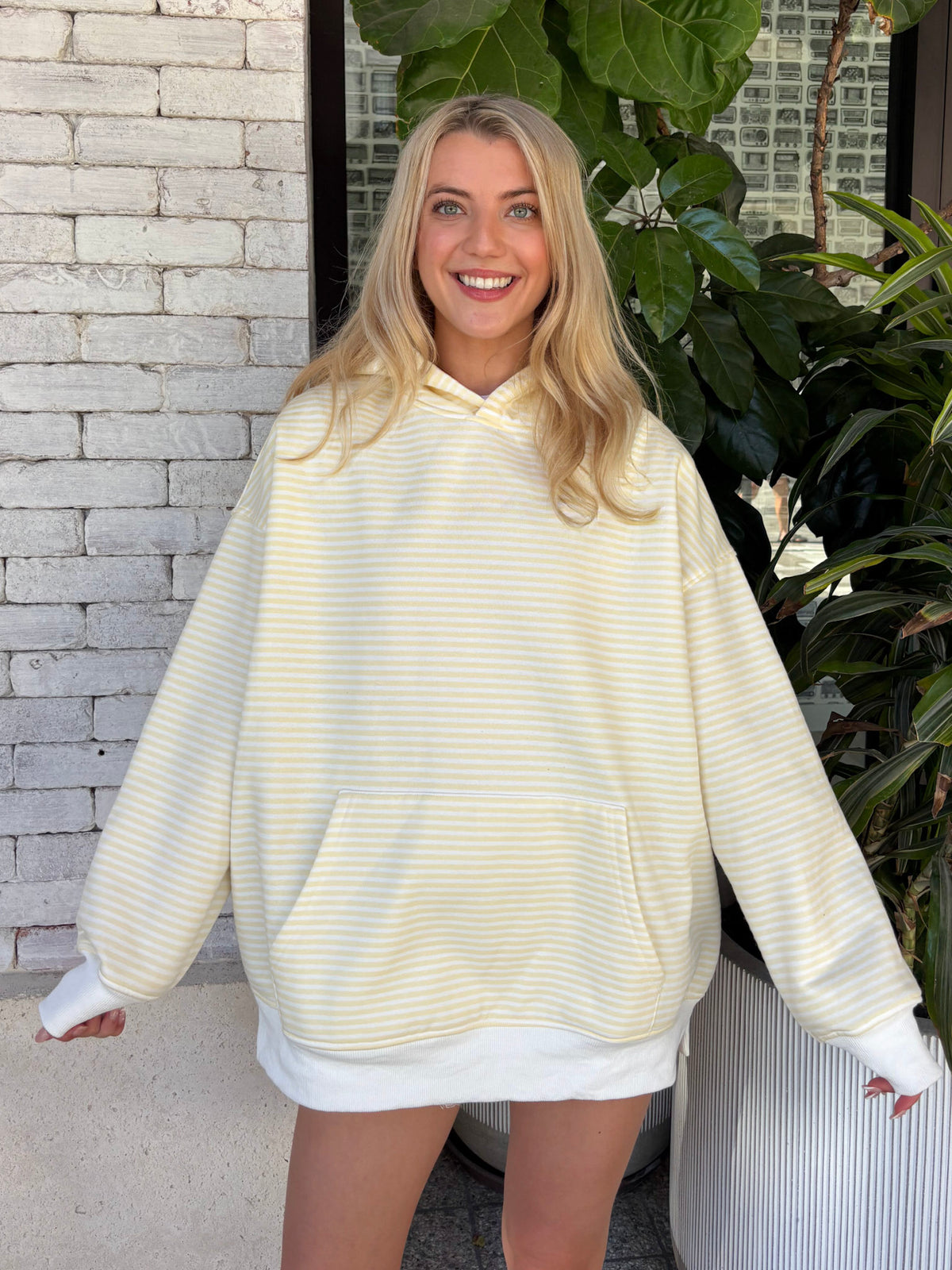 Baby Yellow and White Big Striped Hoodie