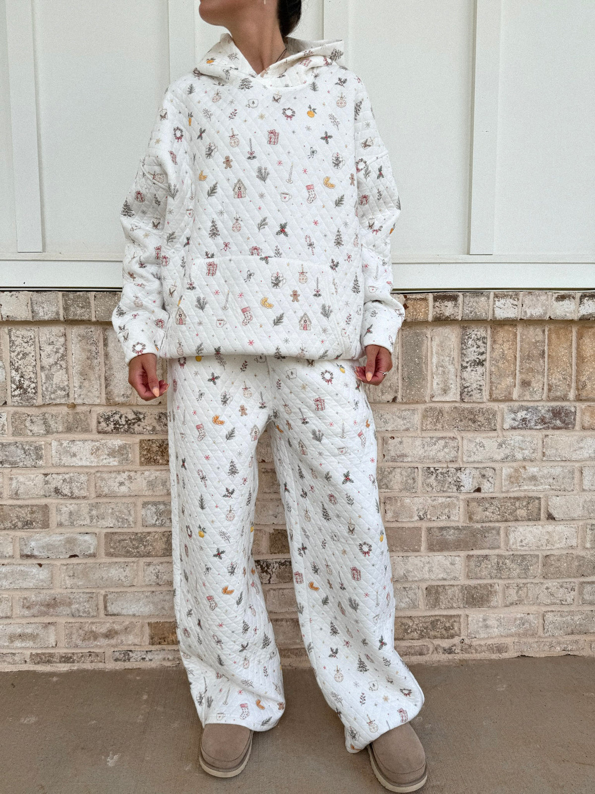 A Cottage Christmas Icons Quilted Flare Sweatpants