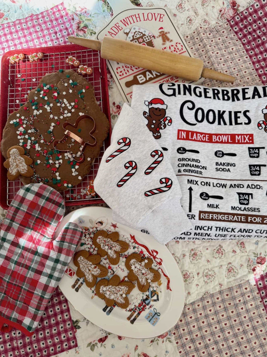 Gingerbread Recipe Christmas Embroider Sweatshirt