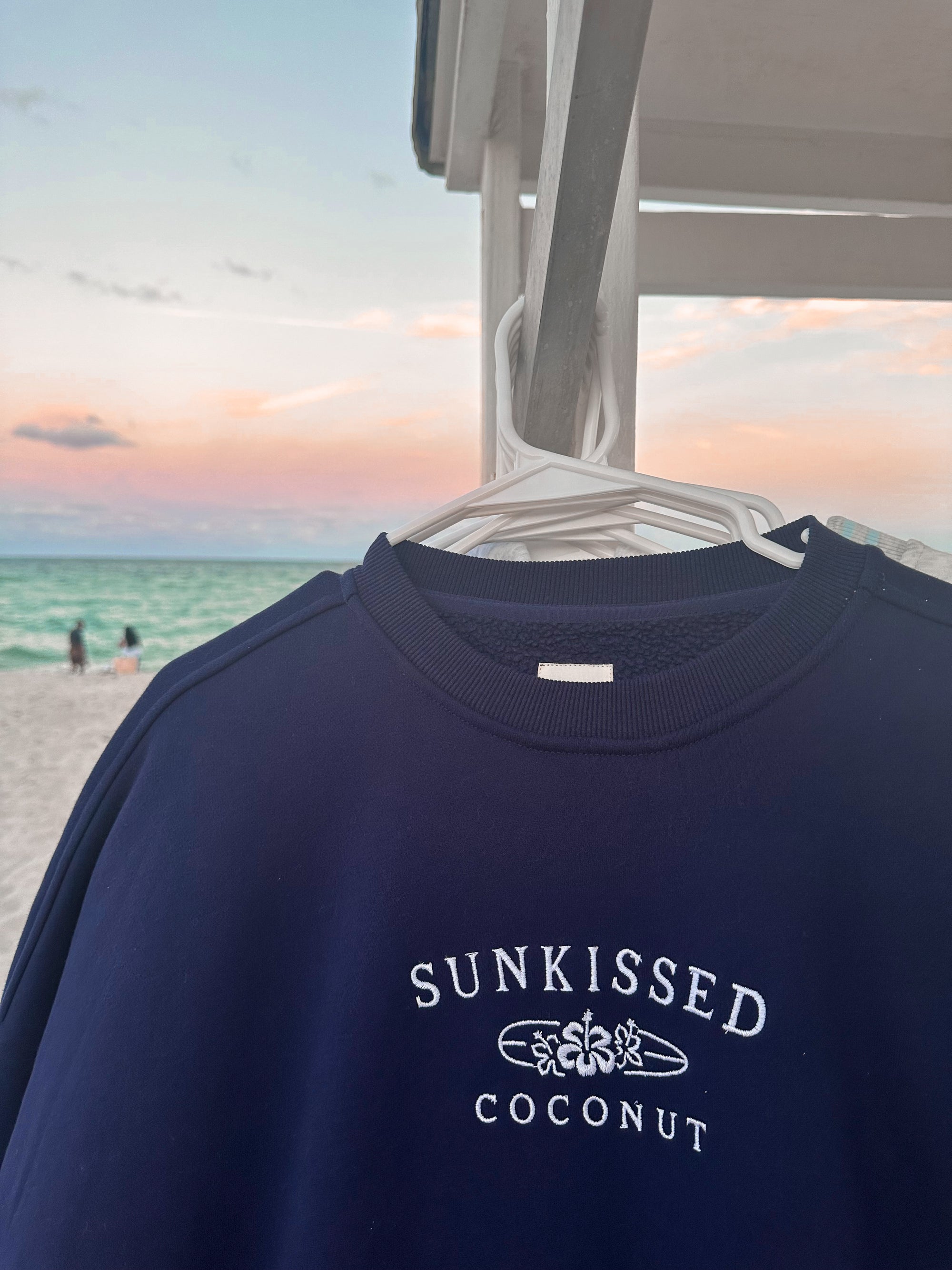 Navy Blue Sunkissedcoconut Logo Embroider Sweatshirt