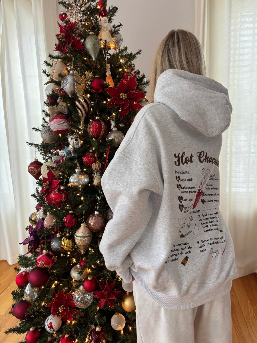 Hot Chocolate Recipe Christmas Embroider Hoodie