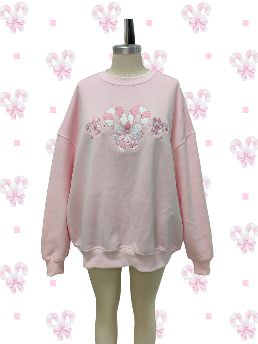 Light Pink Candy Cane Wonderland Sweatshirt