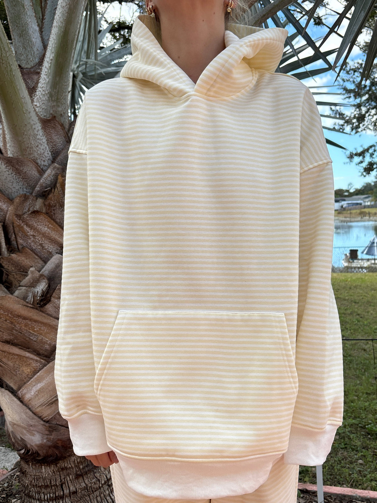 Baby Yellow and White Big Striped Hoodie
