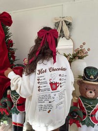 Hot Chocolate Recipe Christmas Embroider Sweatshirt