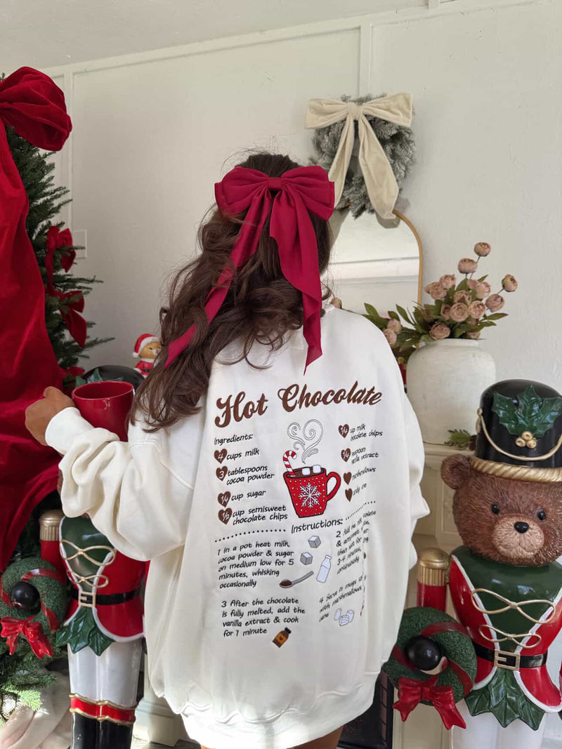 Hot Chocolate Recipe Christmas Embroider Sweatshirt