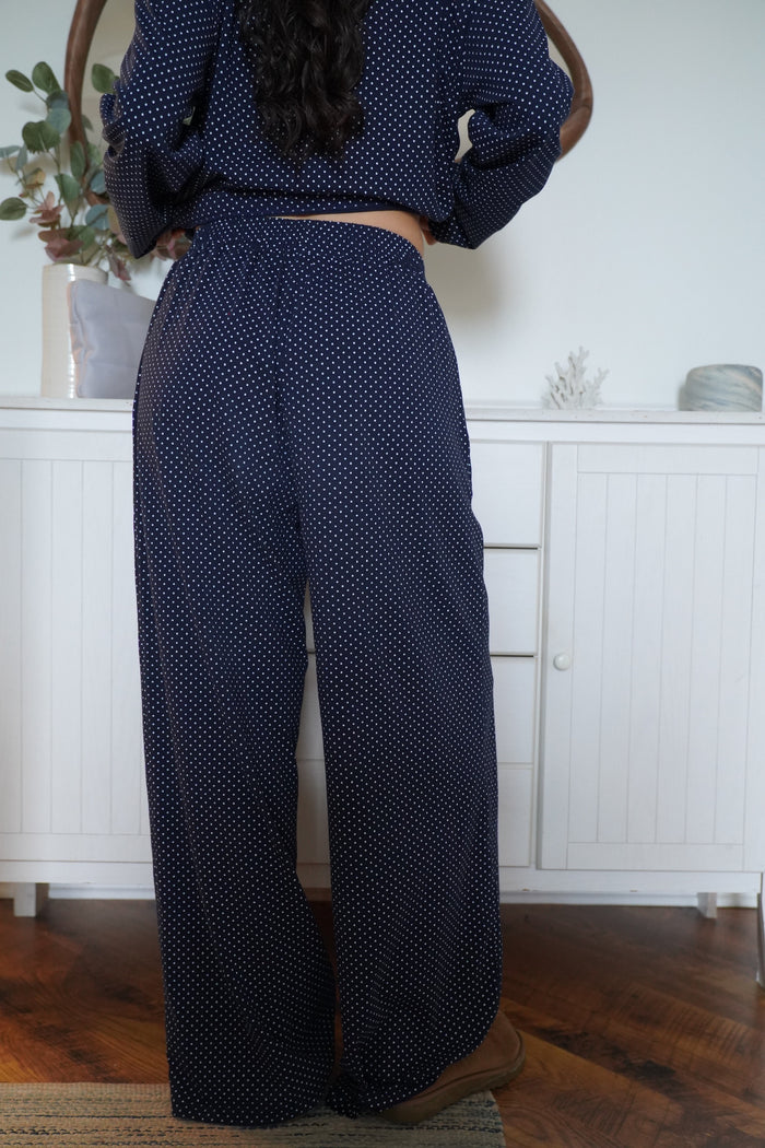 Navy Blue Polka Dot Loungewear Pants
