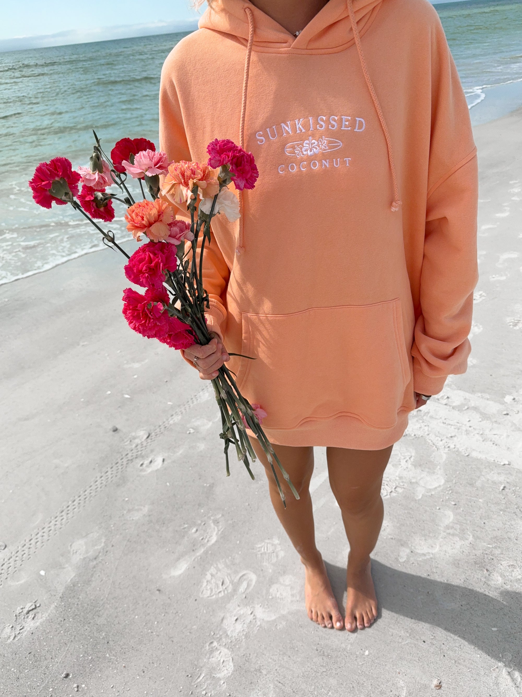 Sherbet Orange Sunkissedcoconut Logo Embroider Hoodie