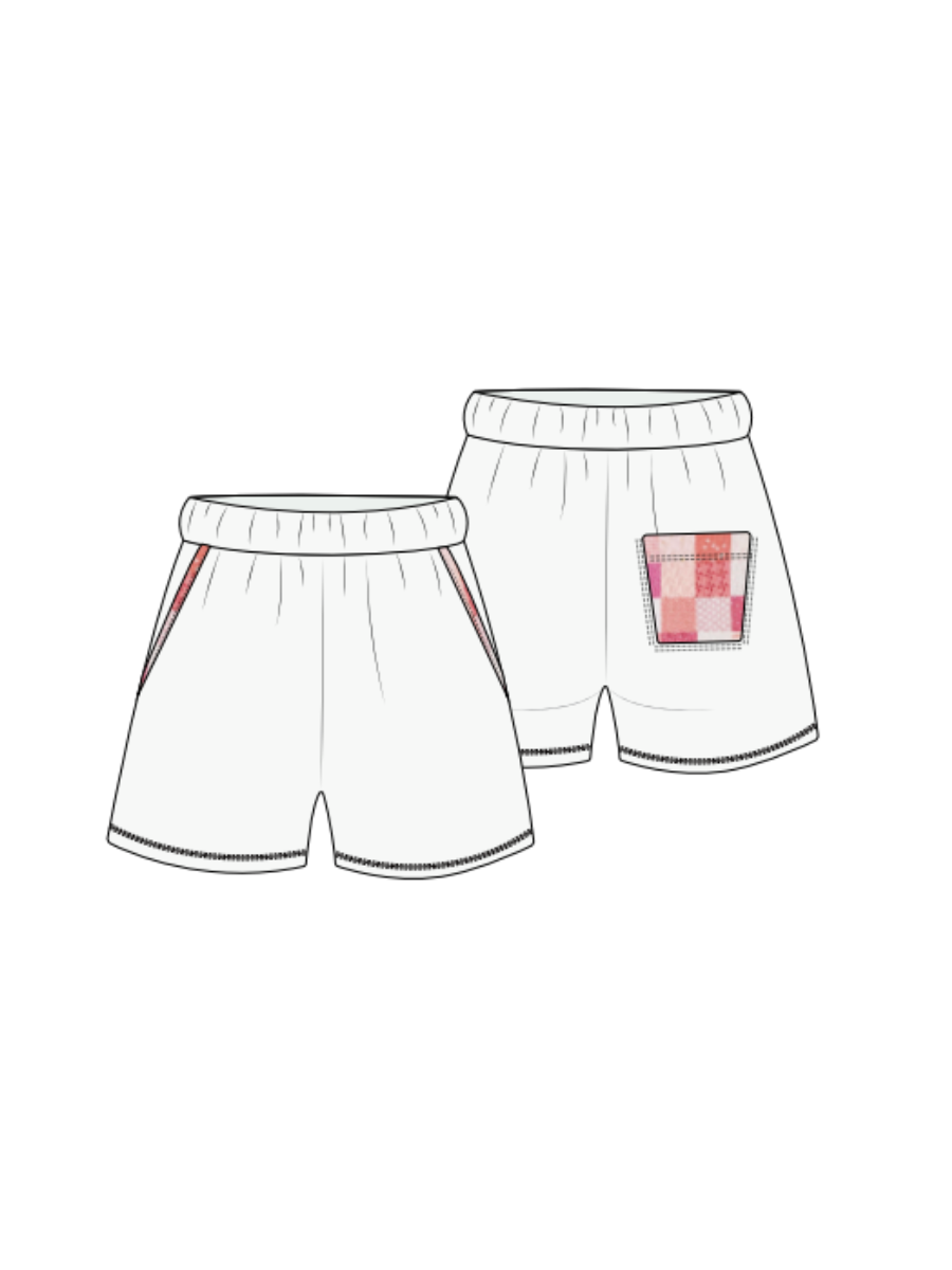 Pearl Grey Gemma Patchwork Quilted Jogger Shorts
