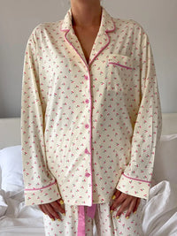 Cherries All Over Long Sleeve Button Up Pajama Top