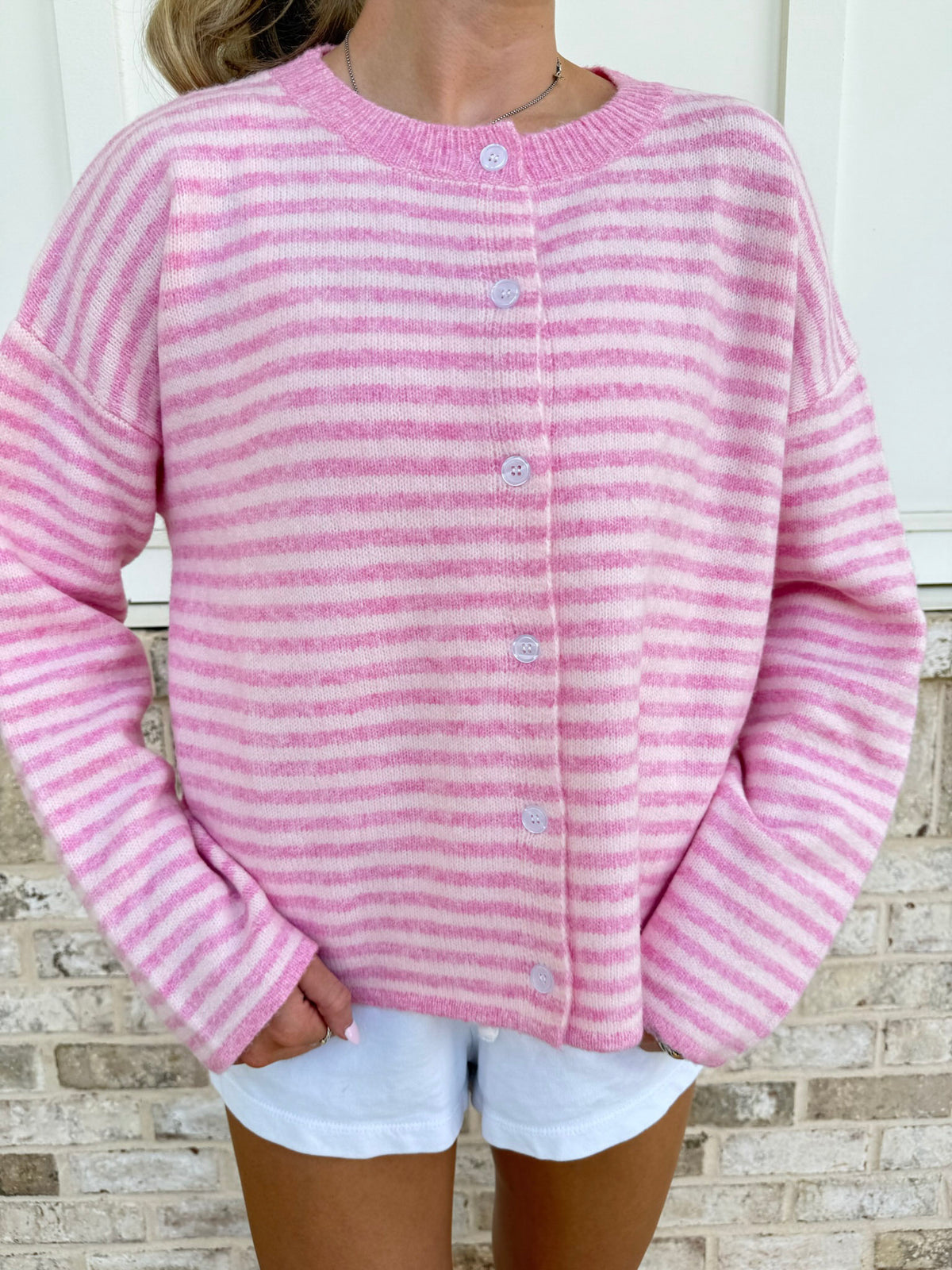 Striped Button-Up Cardigan