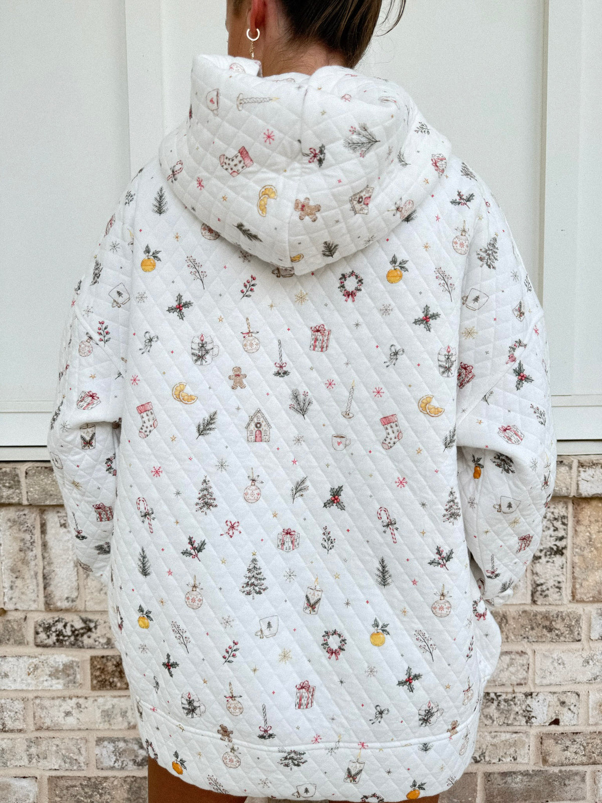 A Cottage Christmas Icons Quilted Hoodie
