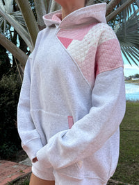Pearl Grey Margo Quilted Patchwork Hoodie