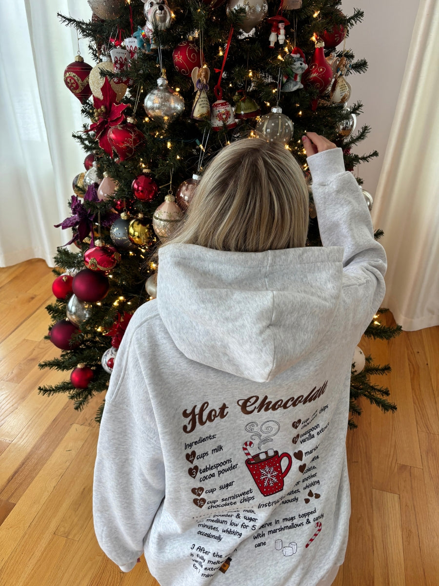 Hot Chocolate Recipe Christmas Embroider Hoodie