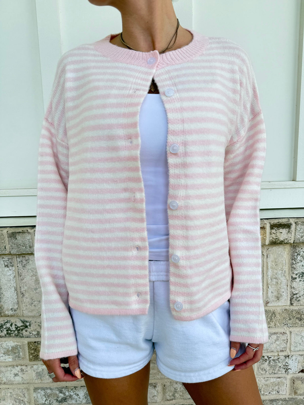 Striped Button-Up Cardigan