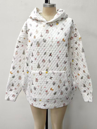 A Cottage Christmas Icons Quilted Hoodie