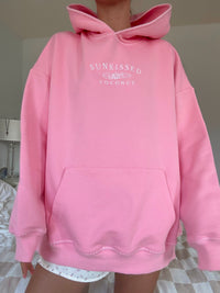 Cotton Candy Stitched Sunkissedcoconut Logo Hoodie 100% Cotton