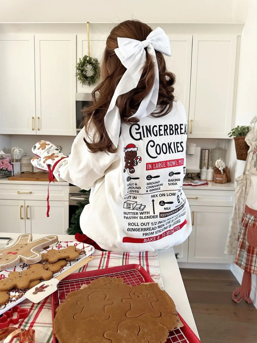 Gingerbread Recipe Christmas Embroider Sweatshirt