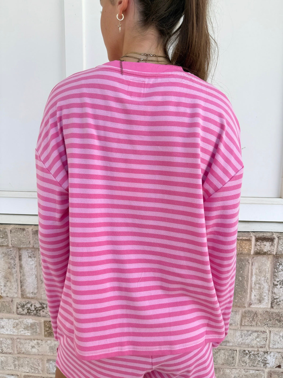 Ella Striped Oversized Loungewear Long Sleeve Top