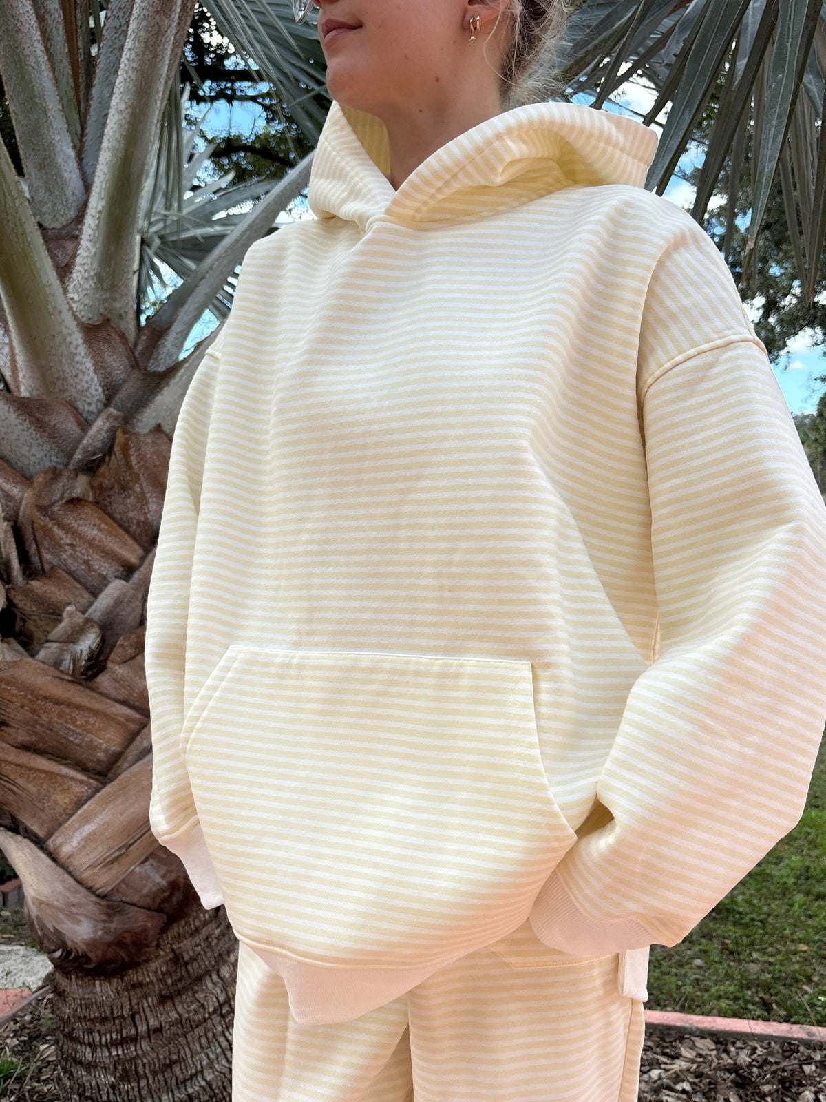 Baby Yellow and White Big Striped Hoodie