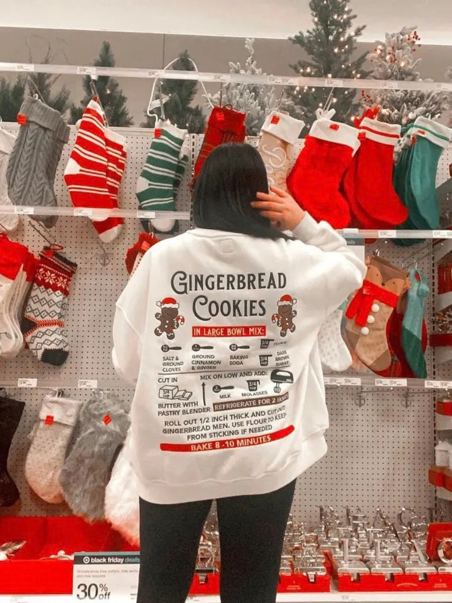 Gingerbread Recipe Christmas Embroider Sweatshirt