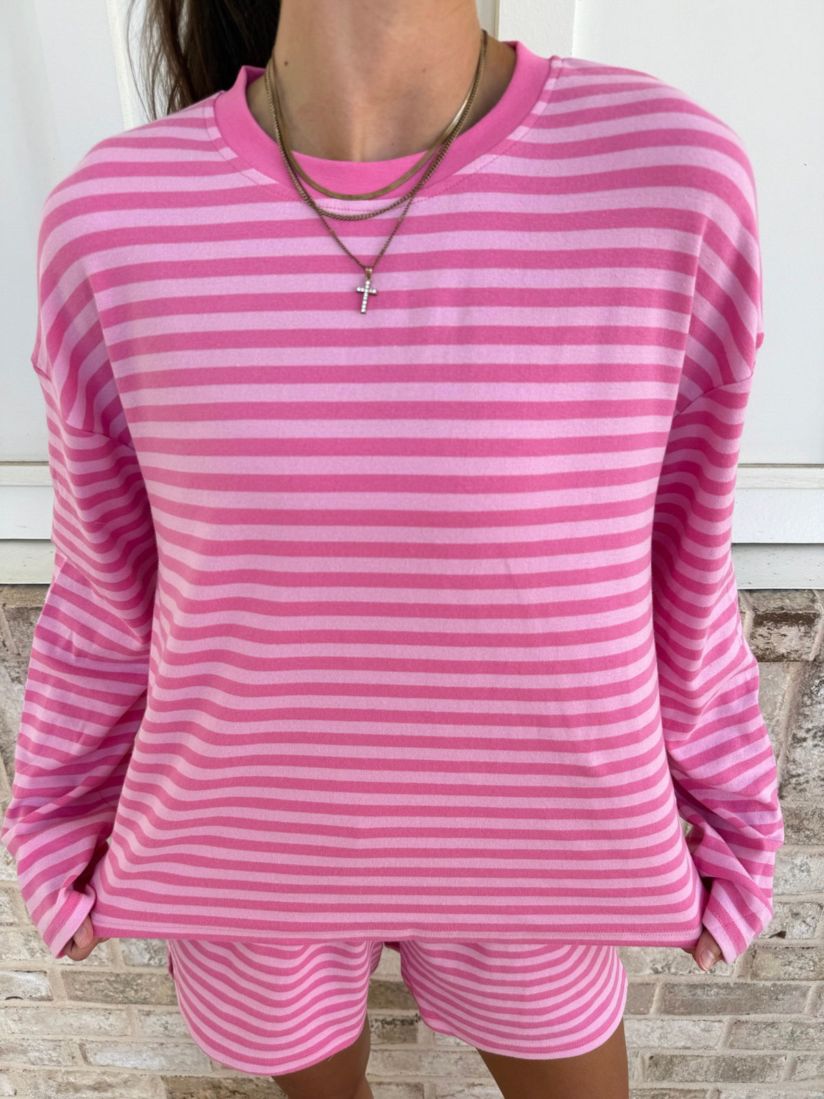 Ella Striped Oversized Loungewear Long Sleeve Top