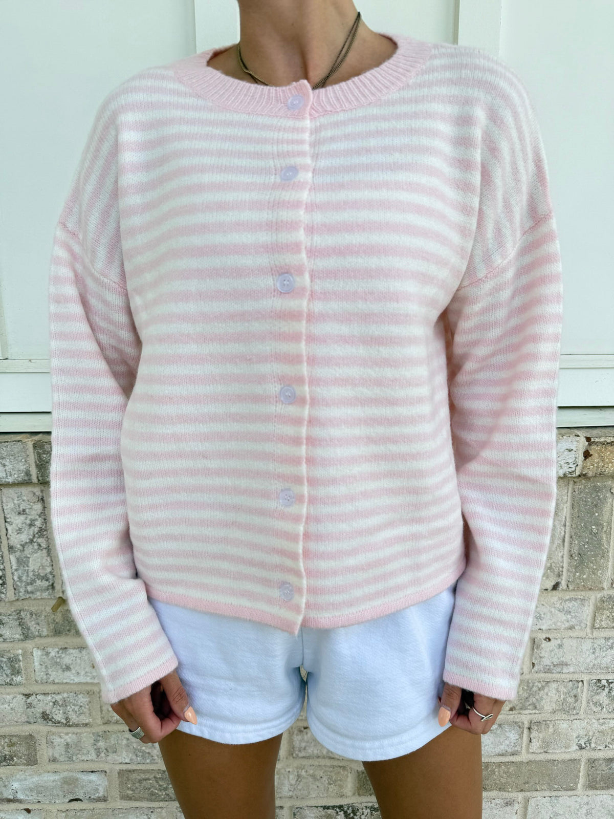 Striped Button-Up Cardigan
