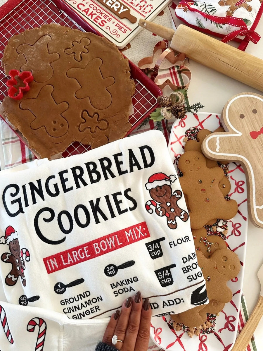 Gingerbread Recipe Christmas Embroider Sweatshirt