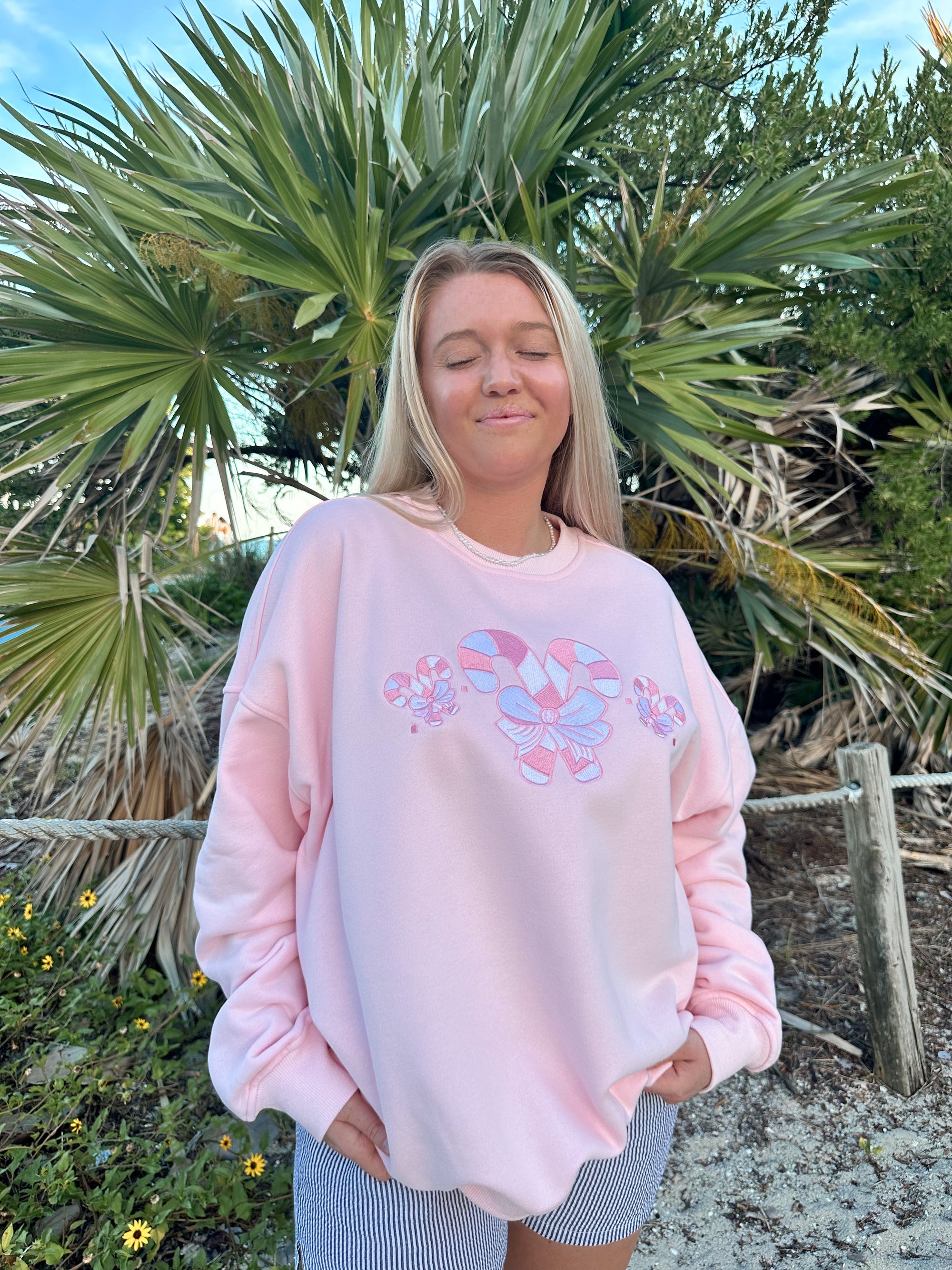 Light Pink Candy Cane Wonderland Sweatshirt