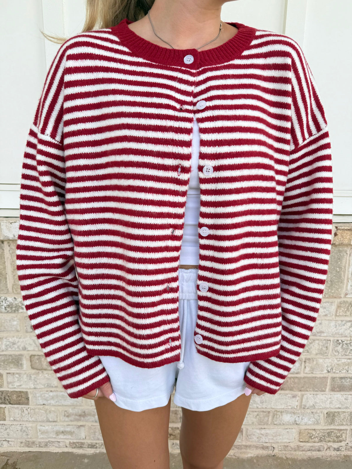 Striped Button-Up Cardigan