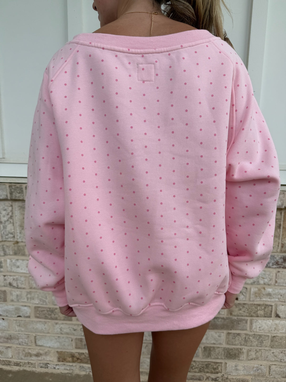 Polka Dot Off The Shoulder Sweatshirts
