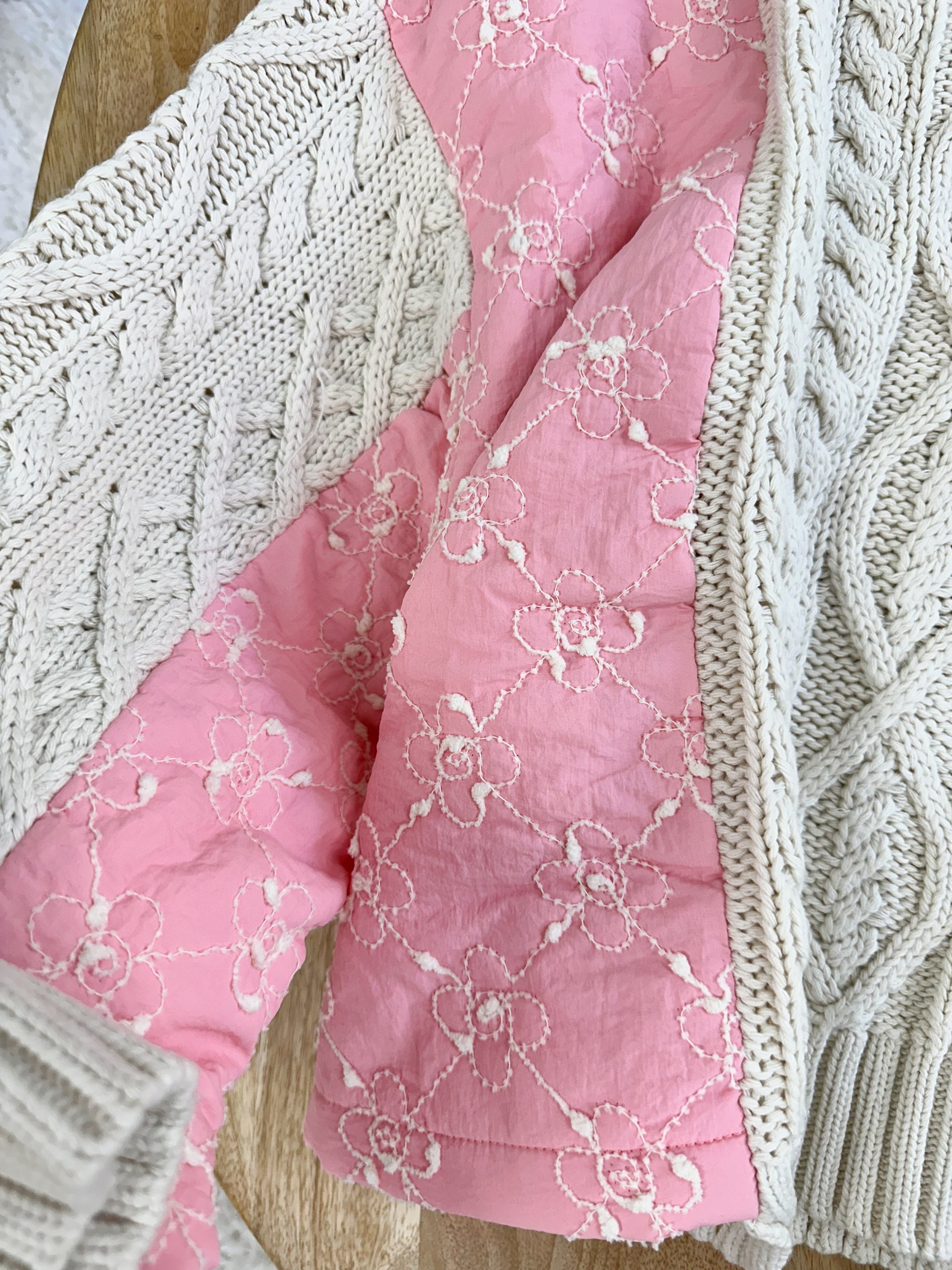 Pink Blossom Quilted Kit Sweater