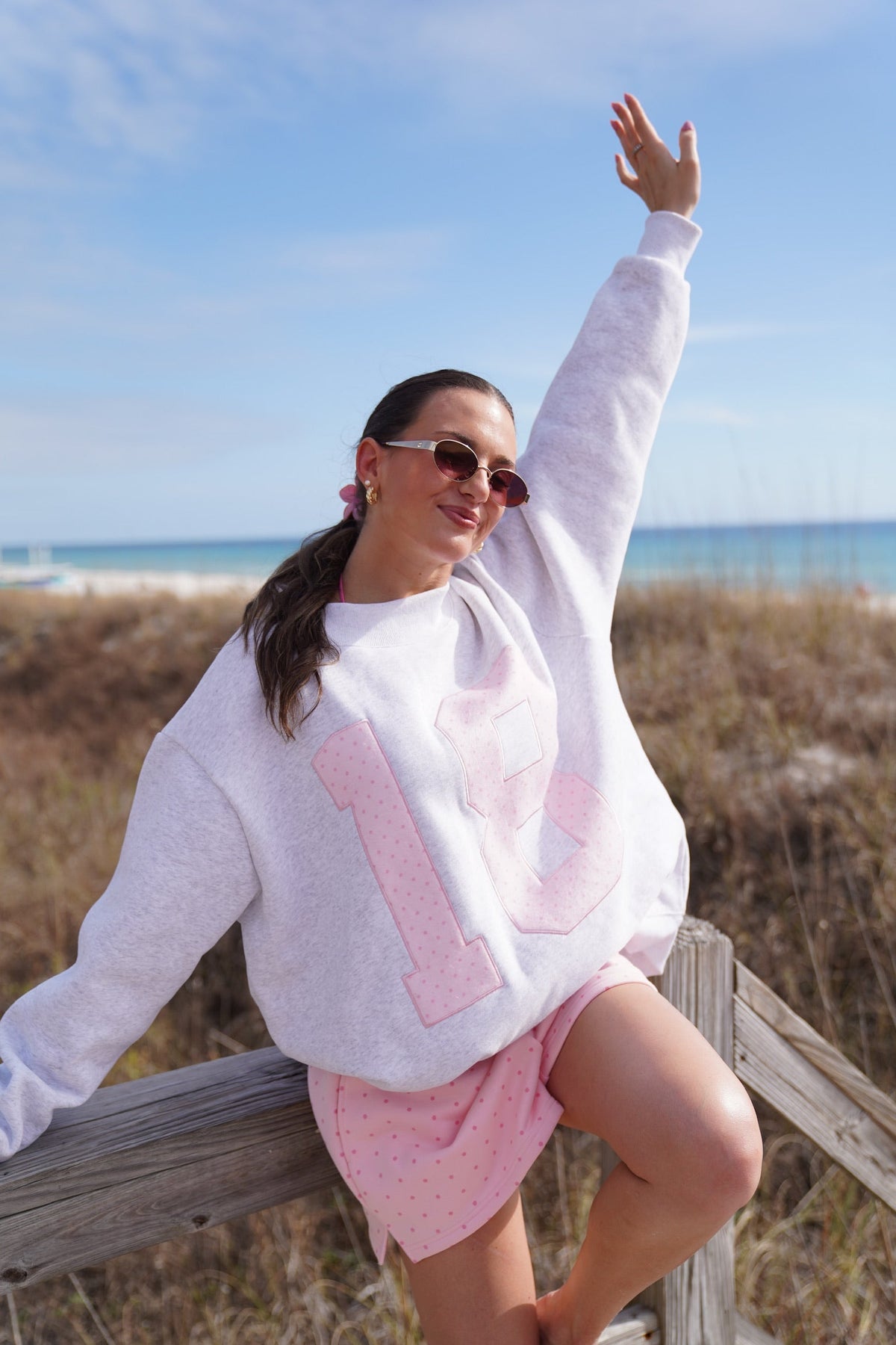 Polka Dot 18 Senior Embroider Mockneck Sweatshirt