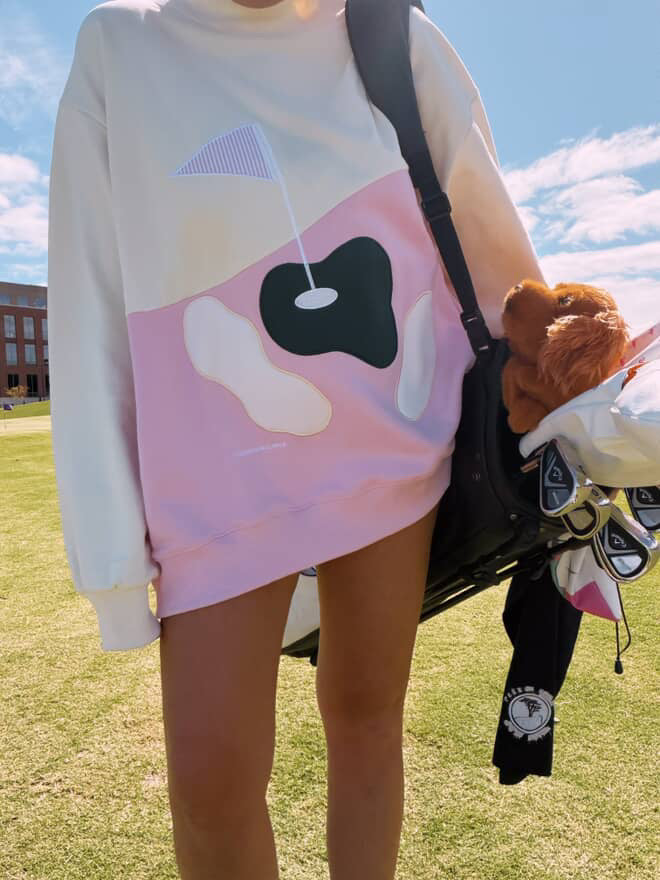 Golfing On The Green Mockneck Sweatshirt 100% Cotton