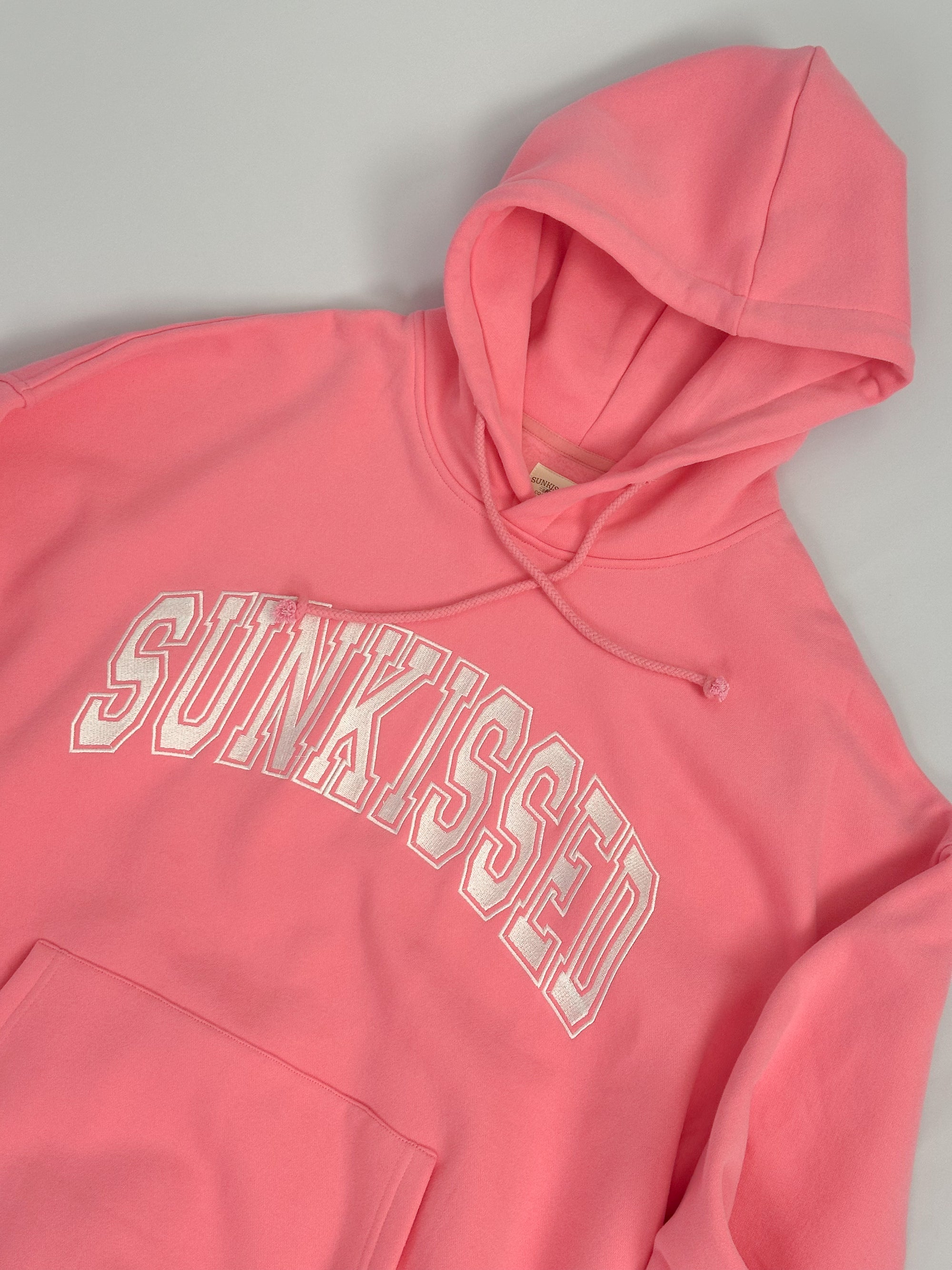 Hibiscus Pink Sunkissed Varsity Embroider Hoodie