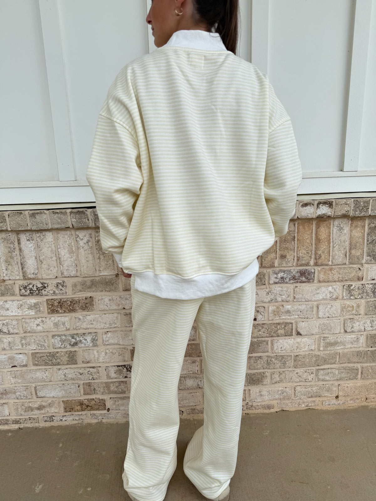 Baby Yellow and White Big Striped Mockneck Sweatshirt