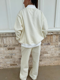 Baby Yellow and White Big Striped Mockneck Sweatshirt