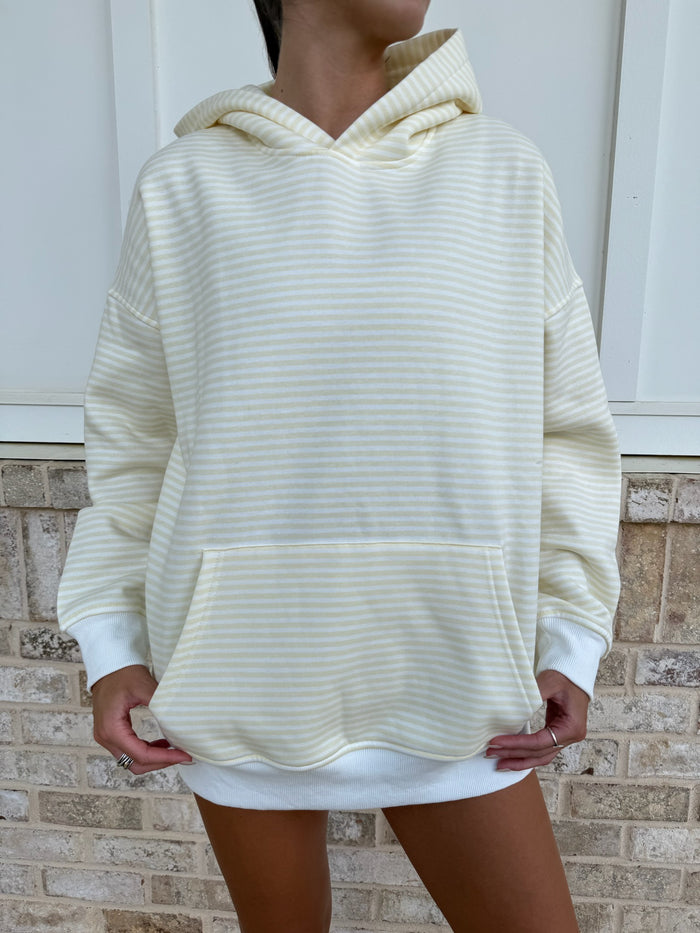 Baby Yellow and White Big Striped Hoodie