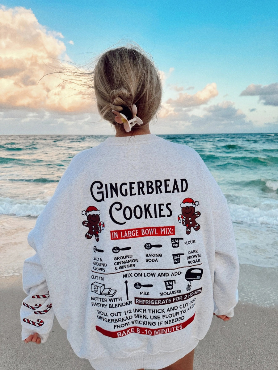 Gingerbread Recipe Christmas Embroider Sweatshirt