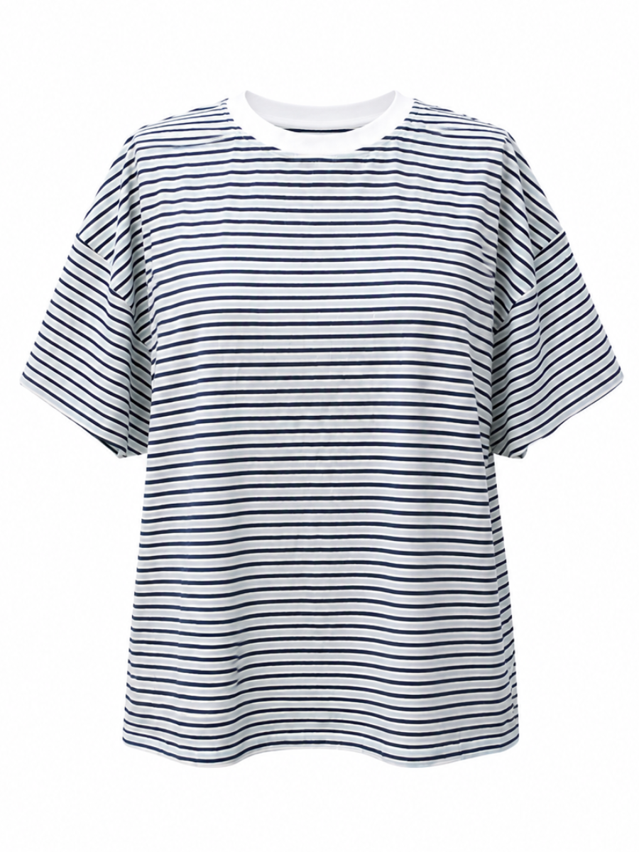 Ella Striped Oversized Short Sleeve Lounge Top