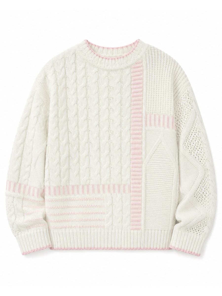 Hazel Patchwork Cable Knit Sweaters