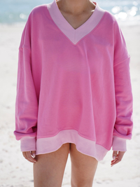 Blank Pink And Light Pink V-Neck Sweatshirt
