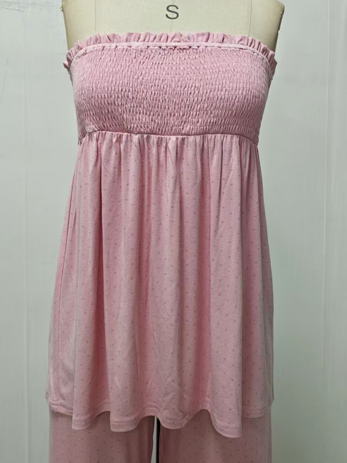 Pollka Dot Flowy Tube Top Set